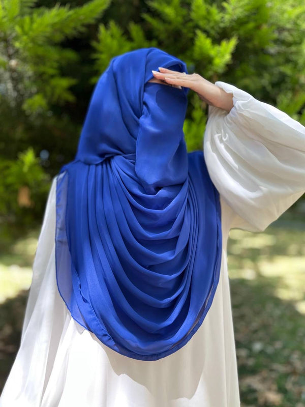 👑 طقم الحرملة الملكية مع الشال المربع لون نيلي (بدون النقاب)