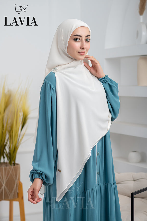 خمار لاڤيا السحري مع سحاب مخفي لون ابيض عاجي- كوني جاهزة بلحظات🚀