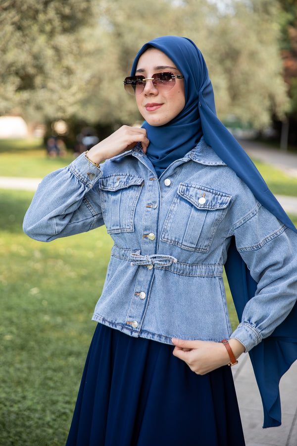 جكيت صفية جينز - ازرق فاتح