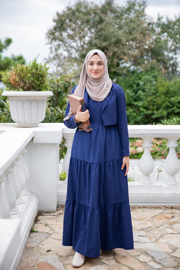 فستان مخمل ناشف - كحلي