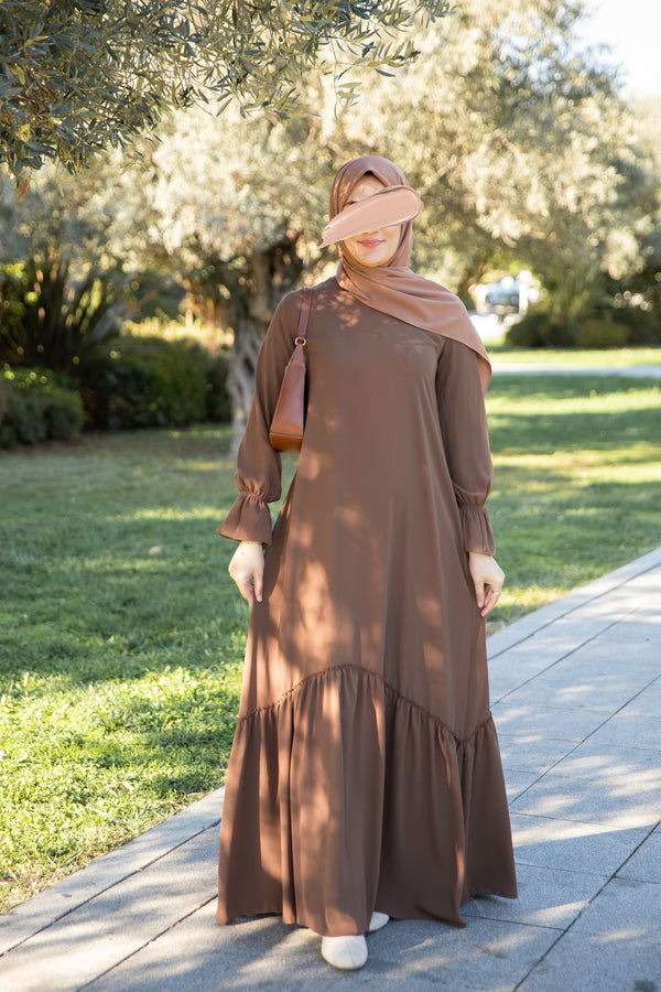 فستان بيلسان عسلي - طول قصير 130-135