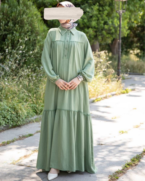 فستان سارة - لون فستقي 🌿