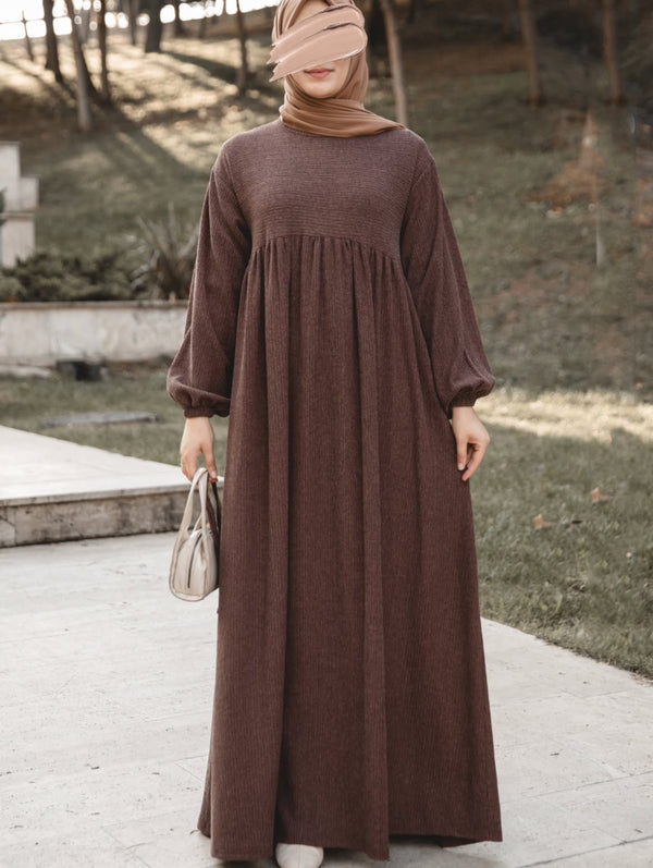 فستان رفيف - بني