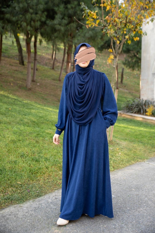 فستان دانتيل شتوي - ازرق (اختاري اصغر بنمره)