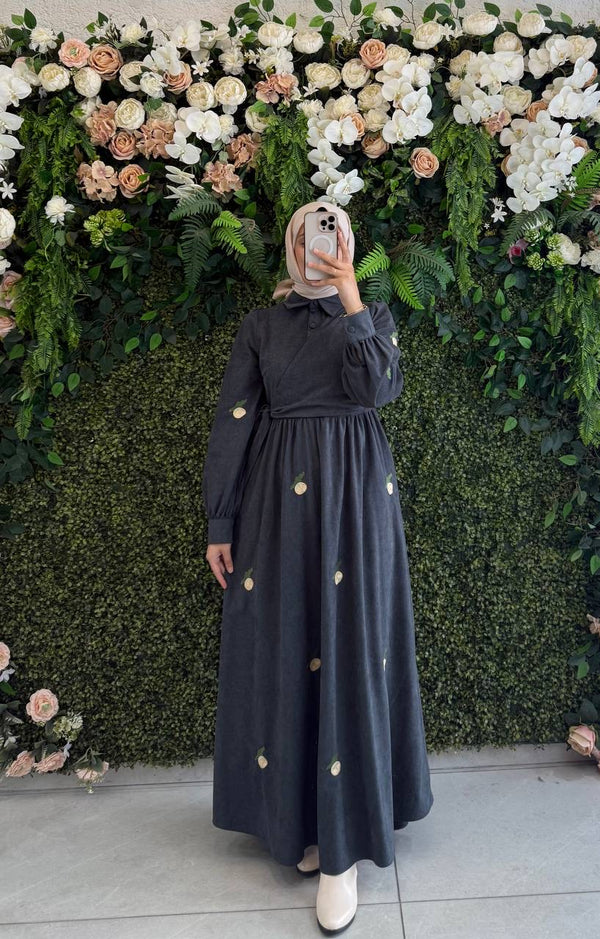 فستان نسمه - رمادي