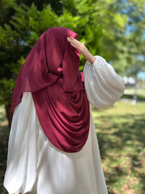 👑 طقم الحرملة الملكية مع الشال المربع (بدون النقاب) لون بوردو