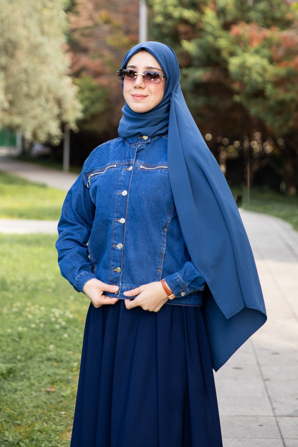 جكيت صفية جينز - ازرق