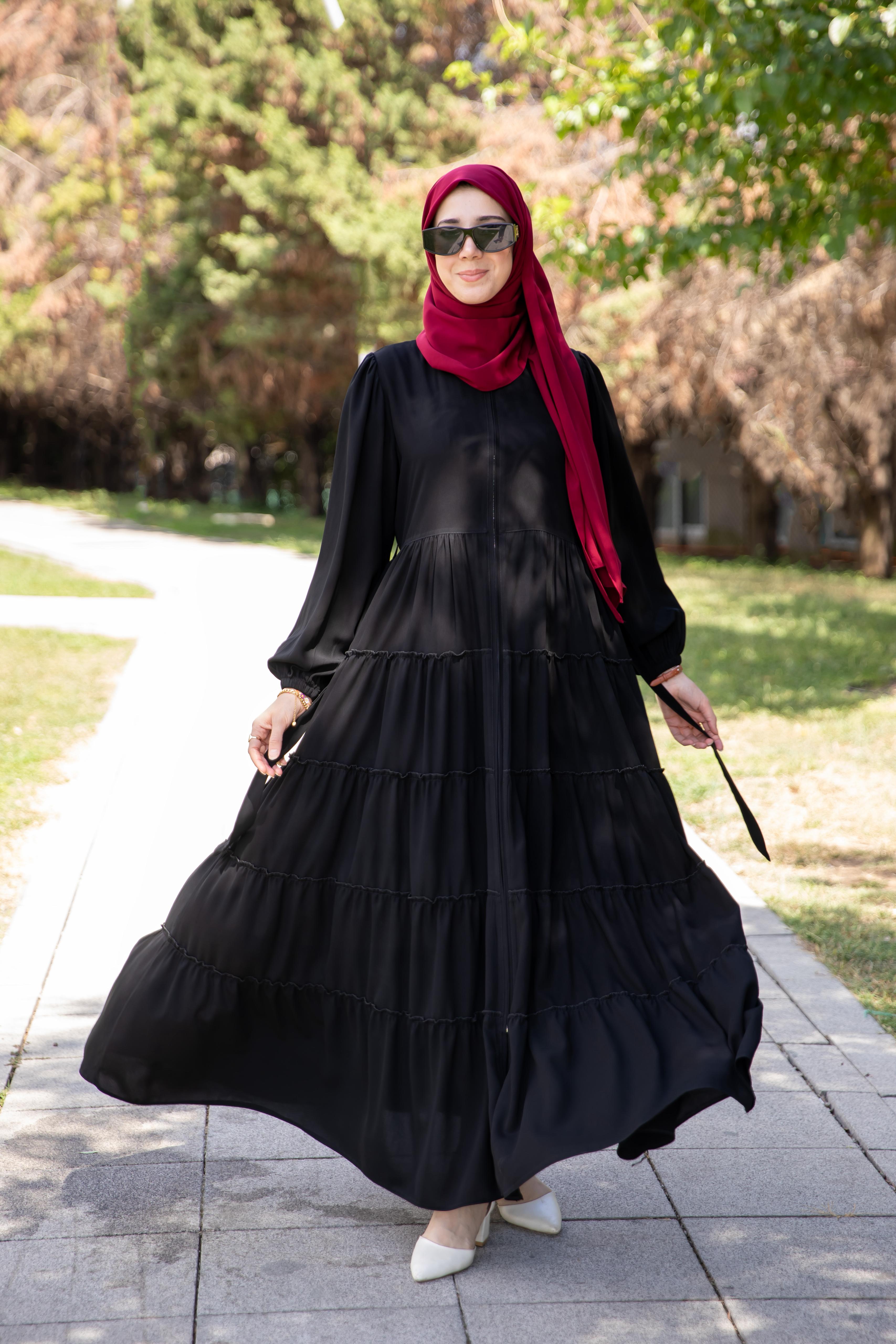 فستان نور - لون اسود طول عادي – Lavia
