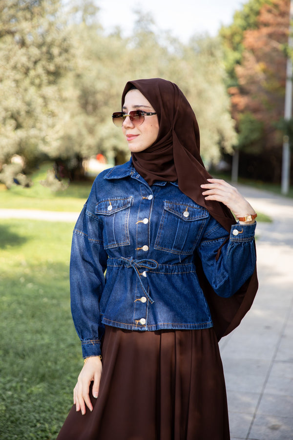 جكيت صفية جينز - ازرق غامق