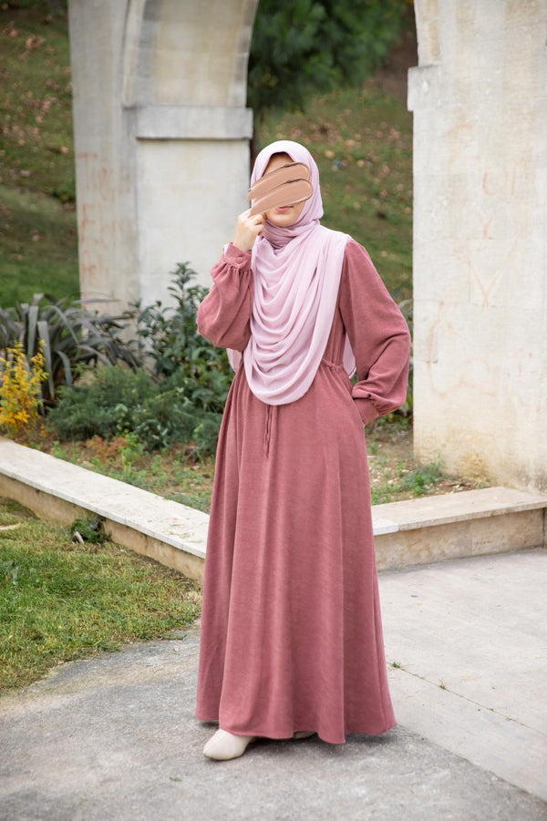 فستان دانتيل شتوي - وردي (اختاري اصغر بنمره)