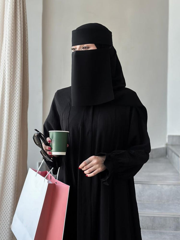 🖤 نقاب لافيا (غطاء الوجه) بقماش الشيفون الكوري الفاخر - لون اسود