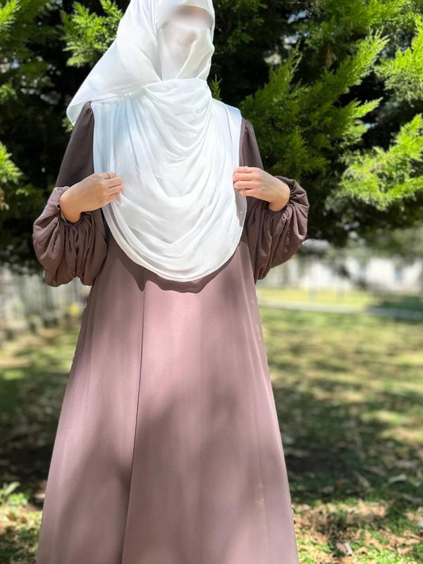 👑 طقم الحرملة الملكية مع الشال المربع (بدون النقاب) لون ابيض