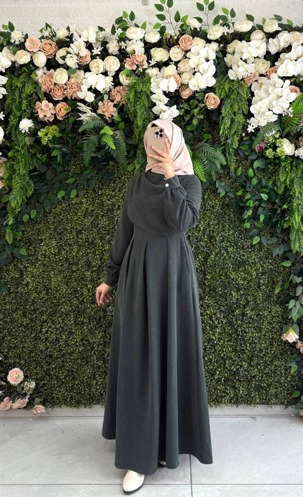 فستان هدوء - زيتي غامق