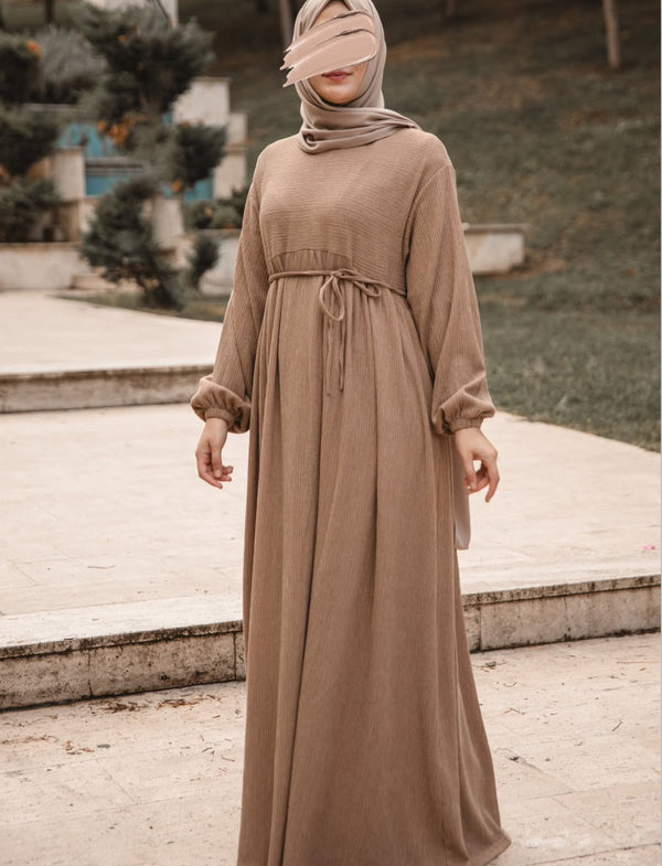 فستان رفيف - بيج