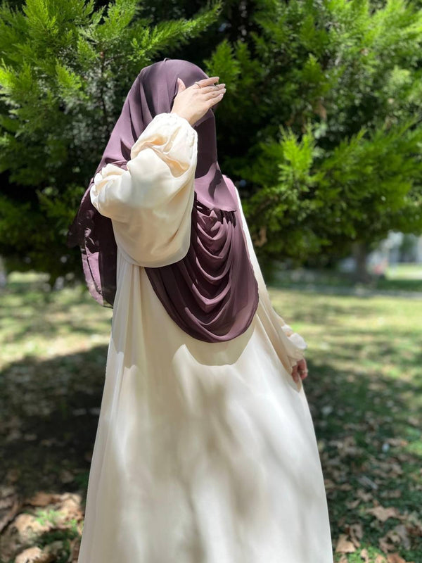 (👑 طقم الحرملة الملكية مع الشال المربع لون بني (بدون النقاب)