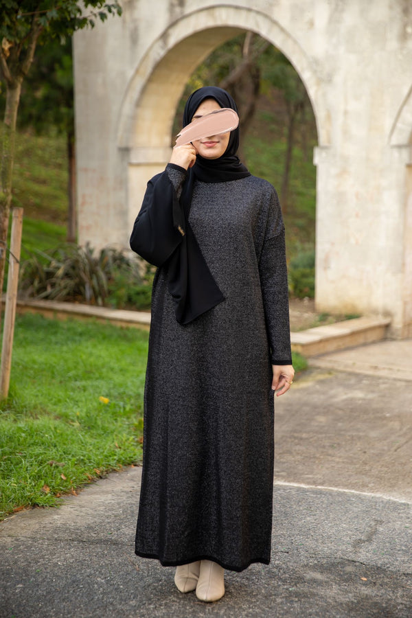 فستان ضياء - اسود فضي