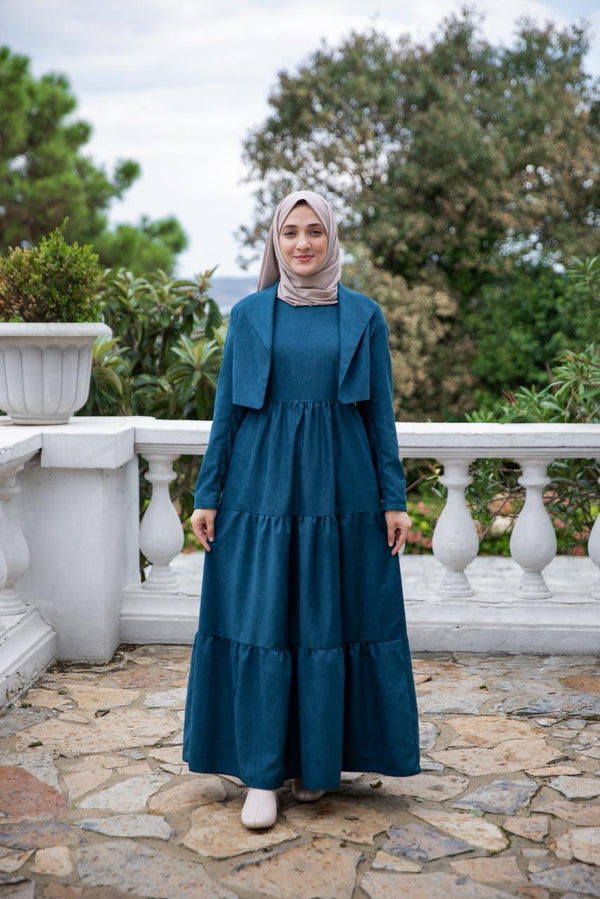 فستان مخمل ناشف - توركيز