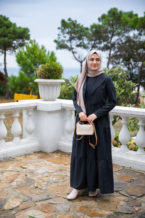 فستان مخمل ناشف - اسود