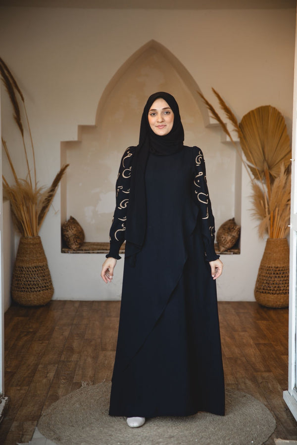 فستان عربية خريفي - اسود - اختاري نمره اكبر