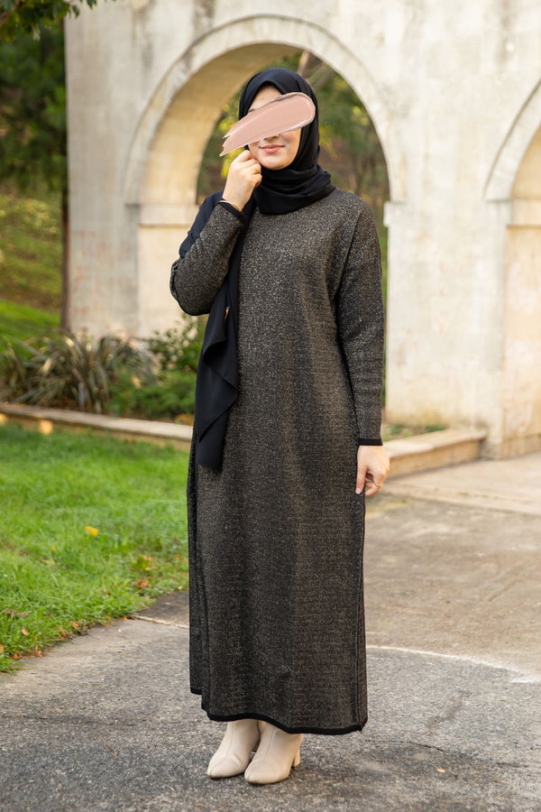 فستان ضياء - اسود ذهبي