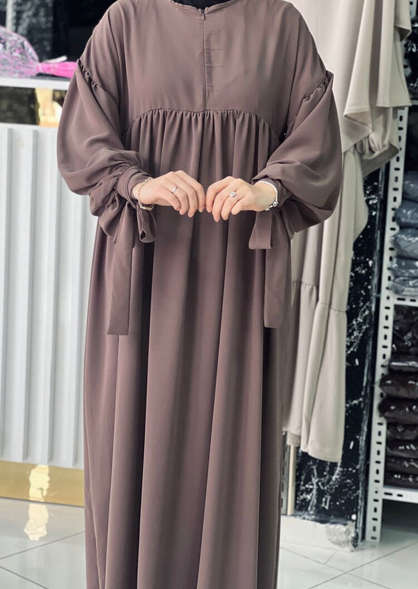 فستان ربطات المدينة - لون كابتشينو 🤍