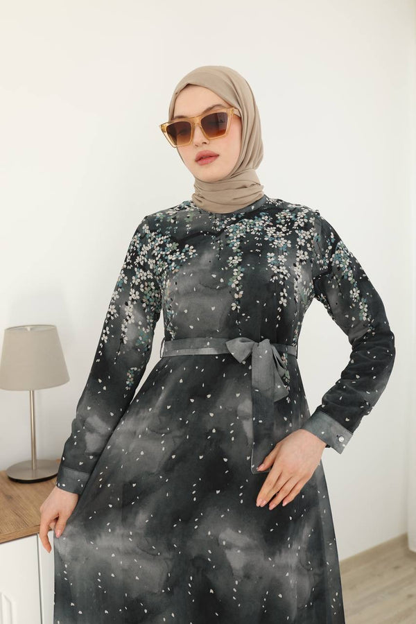 فستان ياسمين لون اسود سحابي متدرج