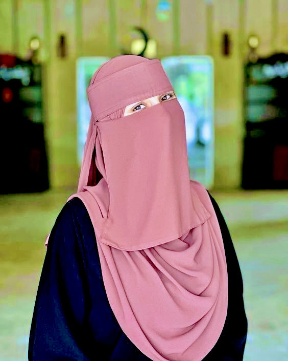 🖤 نقاب لافيا (غطاء الوجه) بقماش الشيفون الكوري الفاخر - لون زهري