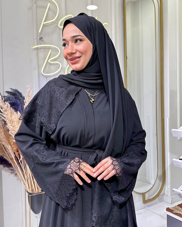 عباية ريهام دانتيل لون اسود
