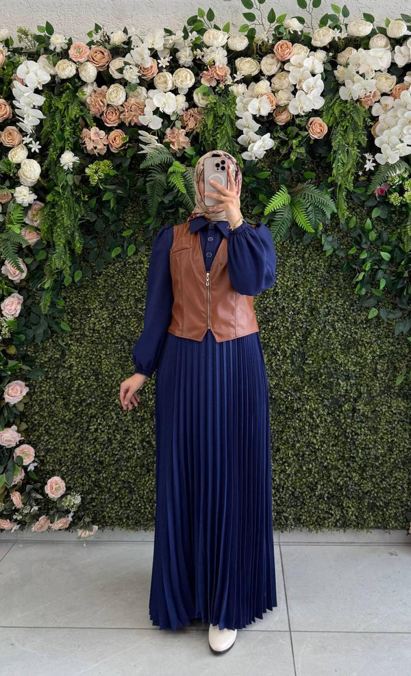 فستان ندوة -ازرق