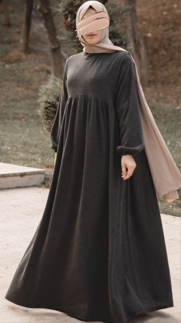 فستان رفيف - رمادي