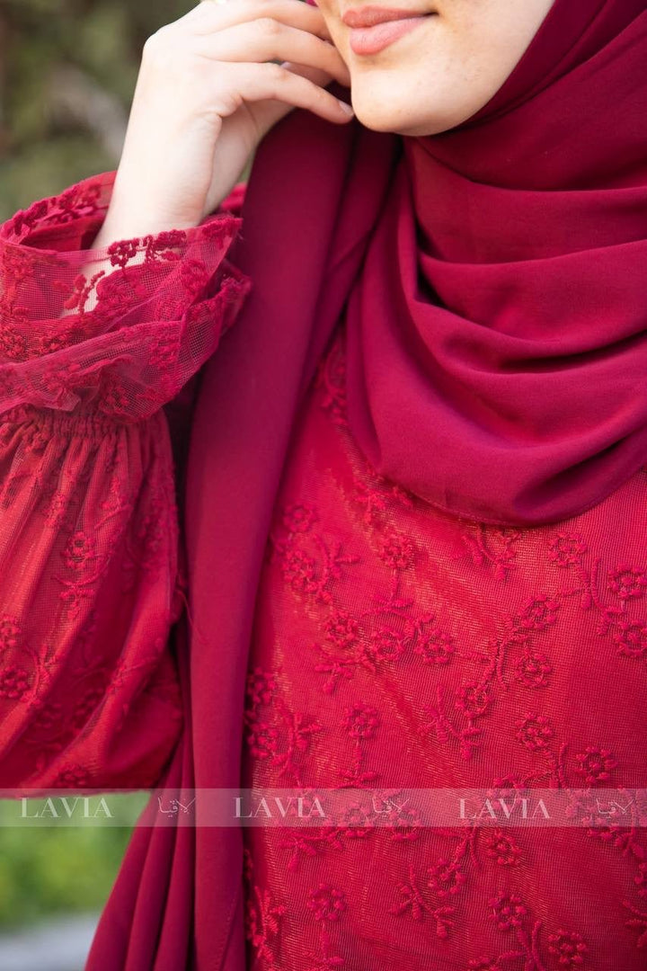 فستان الماسة 💎 - لون بوردو - Lavia