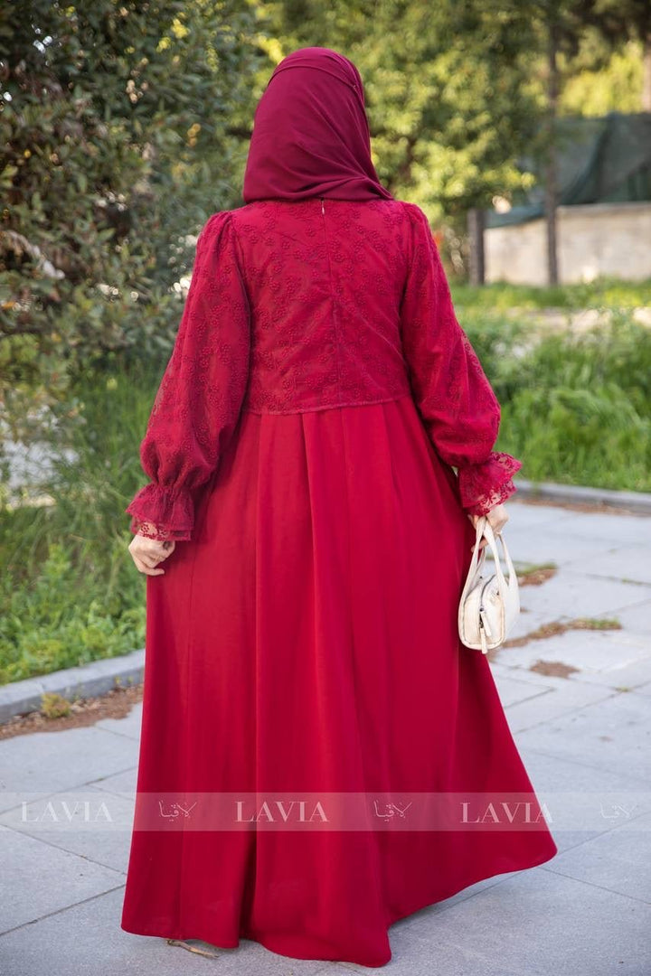 فستان الماسة 💎 - لون بوردو - Lavia