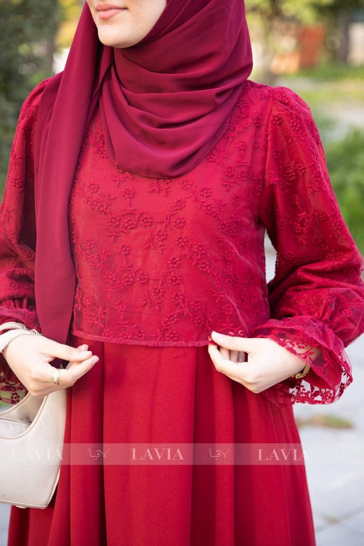 فستان الماسة 💎 - لون بوردو - Lavia