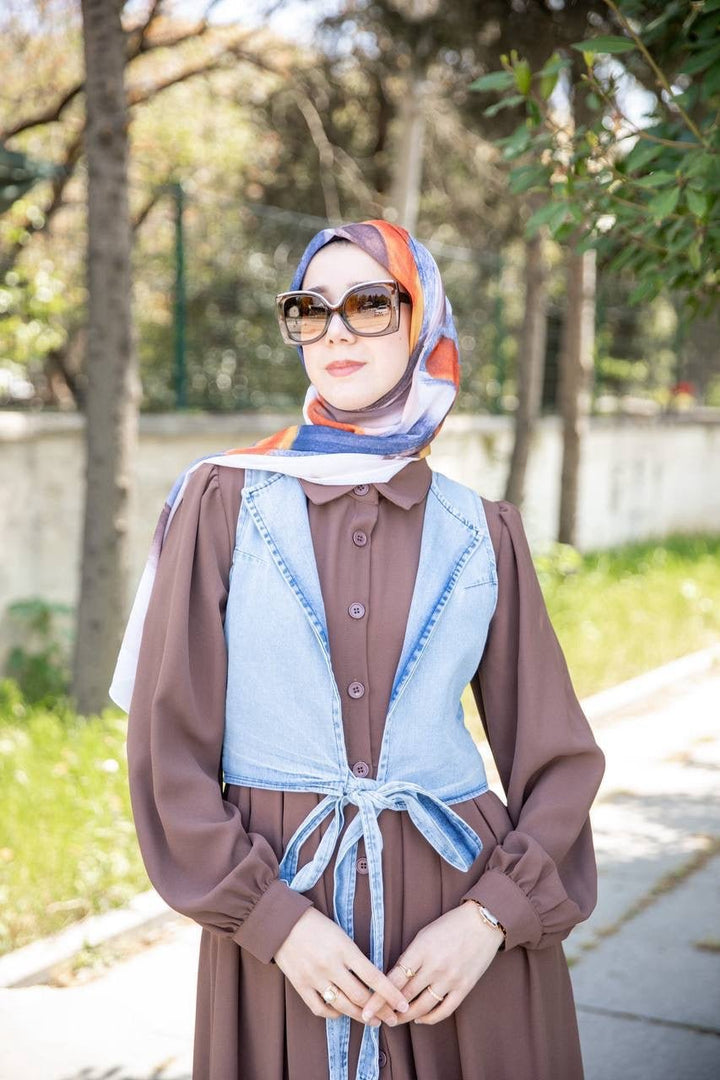 فستان ارجوان لون بني - Lavia