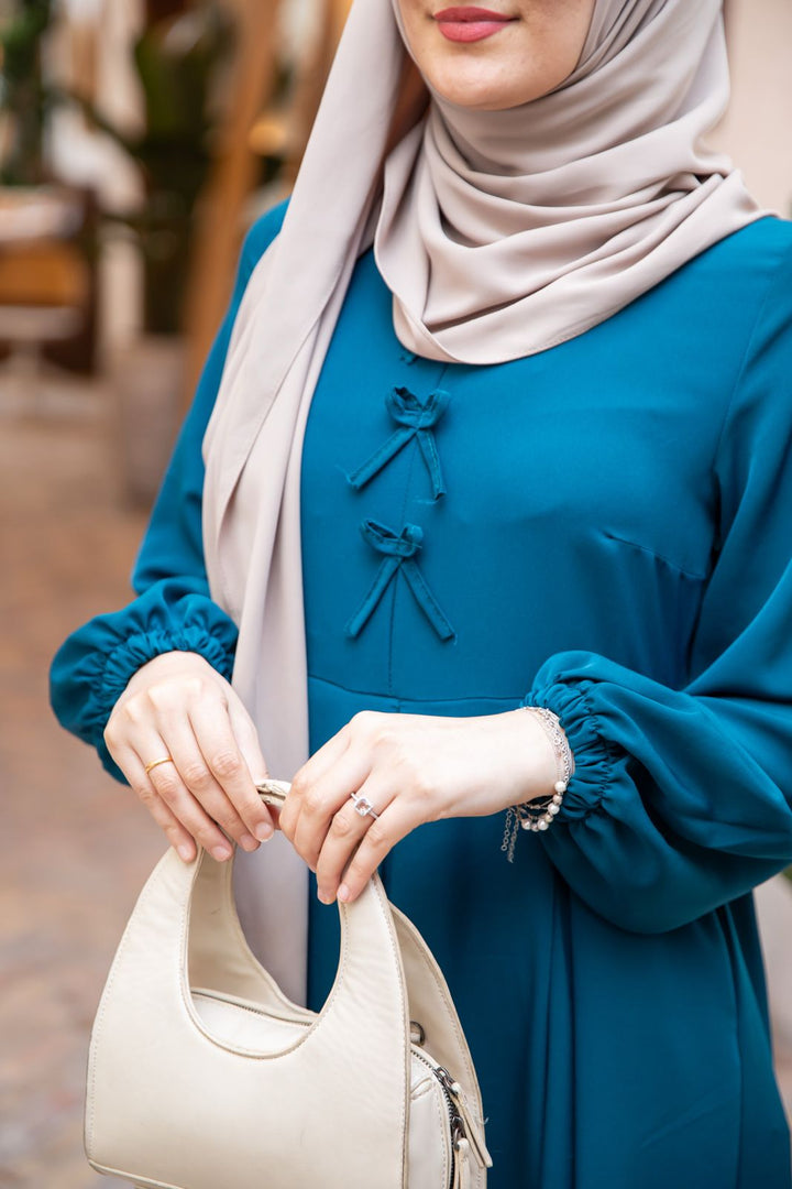 فستان ببيونة لون توركيز 🎀 - Lavia