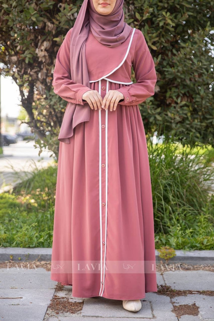 فستان بيان لون وردي dusty rose – حضورك يكتمل بأناقة التفاصيل - Lavia