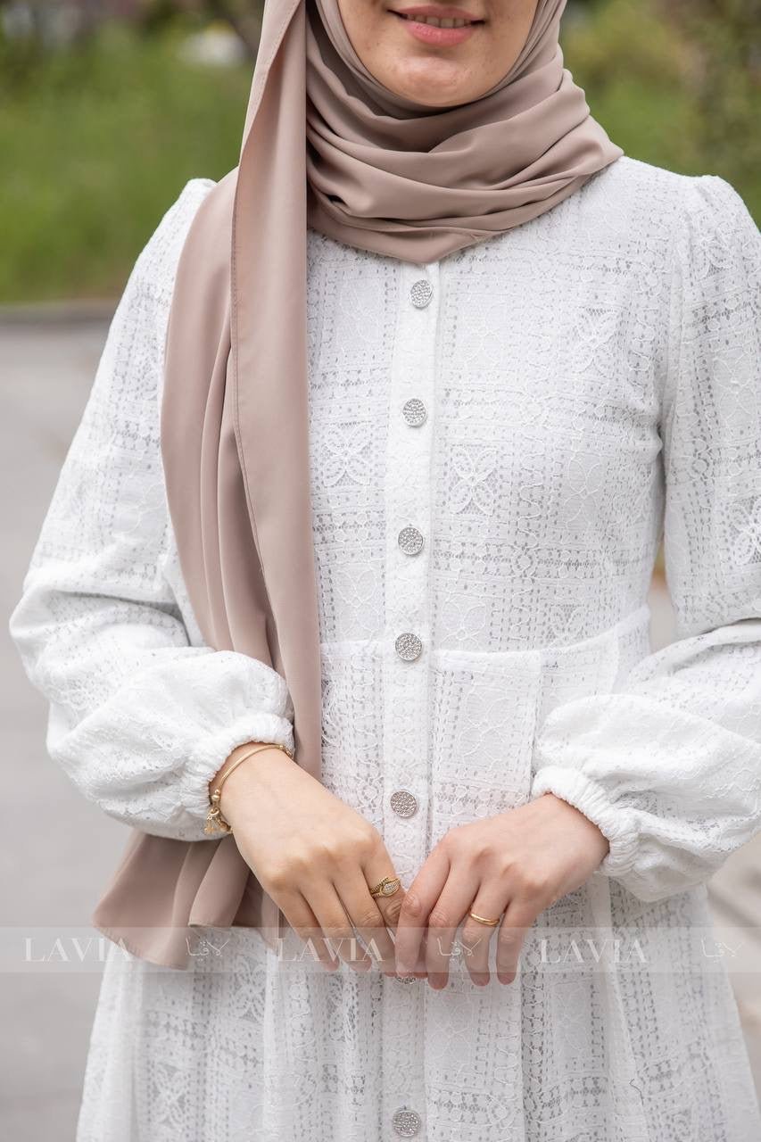 فستان إسلام لون ابيض - Lavia