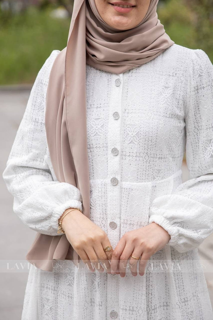 فستان إسلام لون ابيض - Lavia