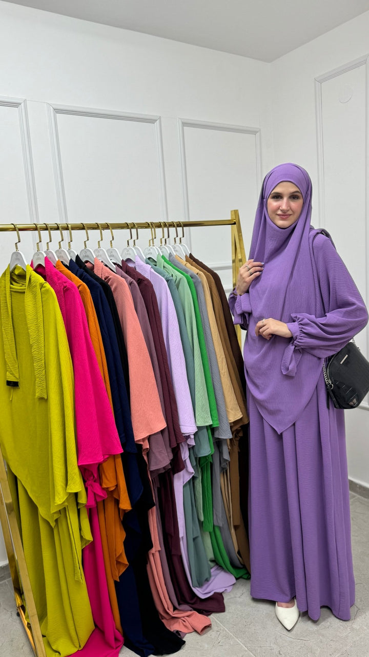 فستان حياة بنفسجي غامق (خمار هدية) - Lavia