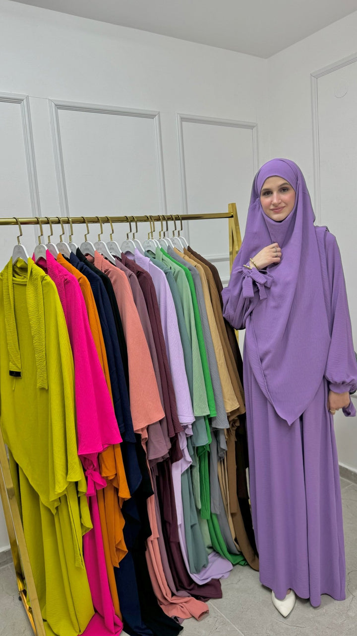 فستان حياة بنفسجي غامق (خمار هدية) - Lavia