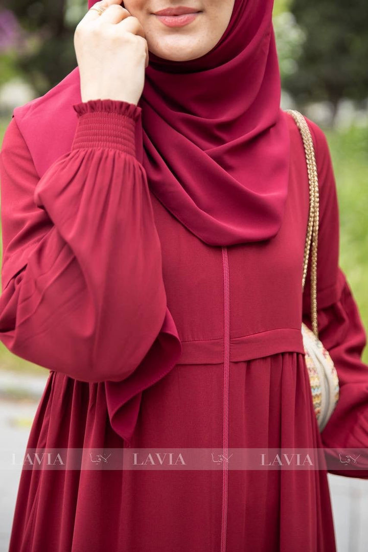 فستان حياء لون بوردو – أناقة العفة بتصميم لافيا الحصري ⚡️🌷 - Lavia