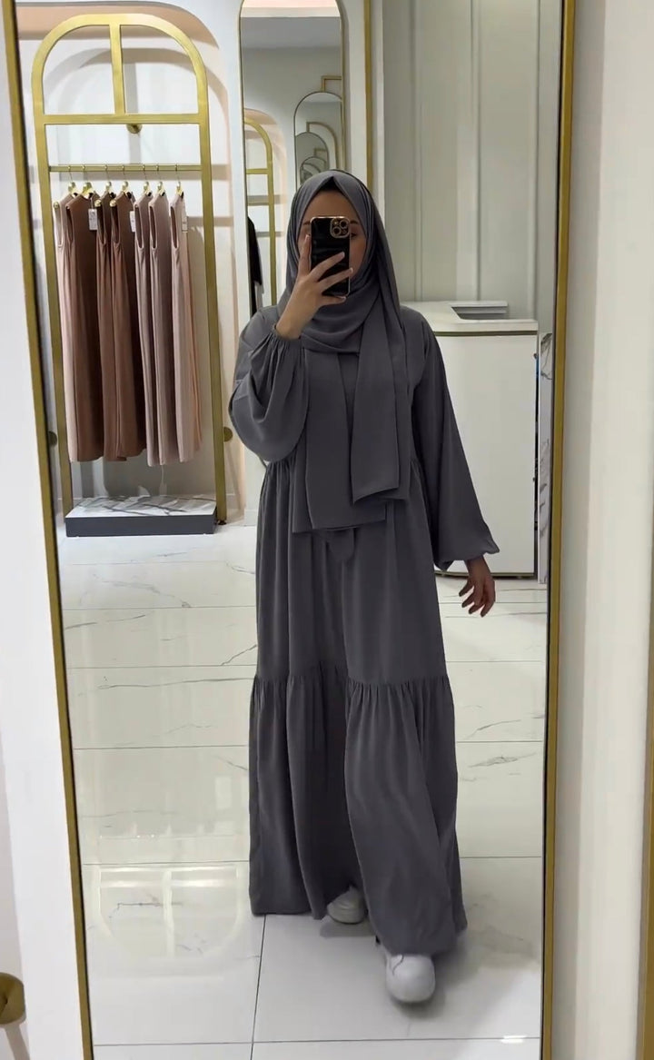 فستان لاڤيا الأيقوني من مجموعة العفاف الراقية ❤️ لون رمادي - Lavia