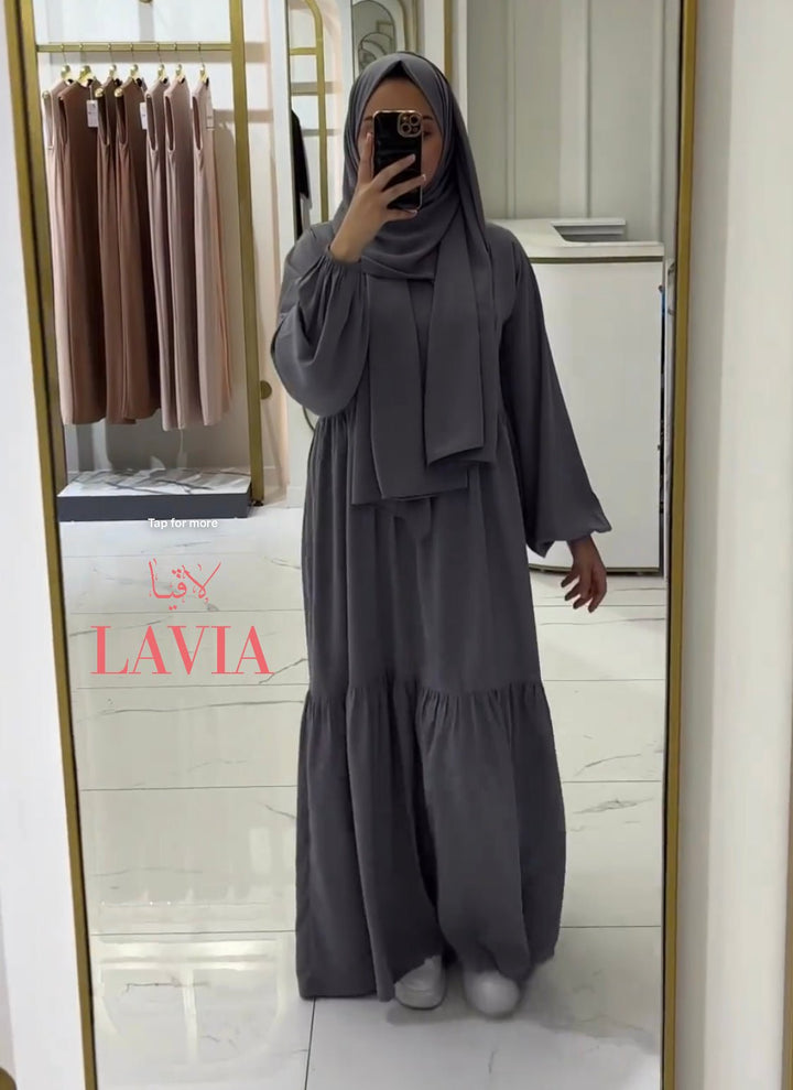فستان لاڤيا الأيقوني من مجموعة العفاف الراقية ❤️ لون رمادي - Lavia