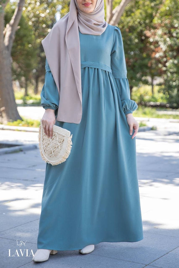 فستان ليان ربيعي 🌸 لون فيروزي - Lavia