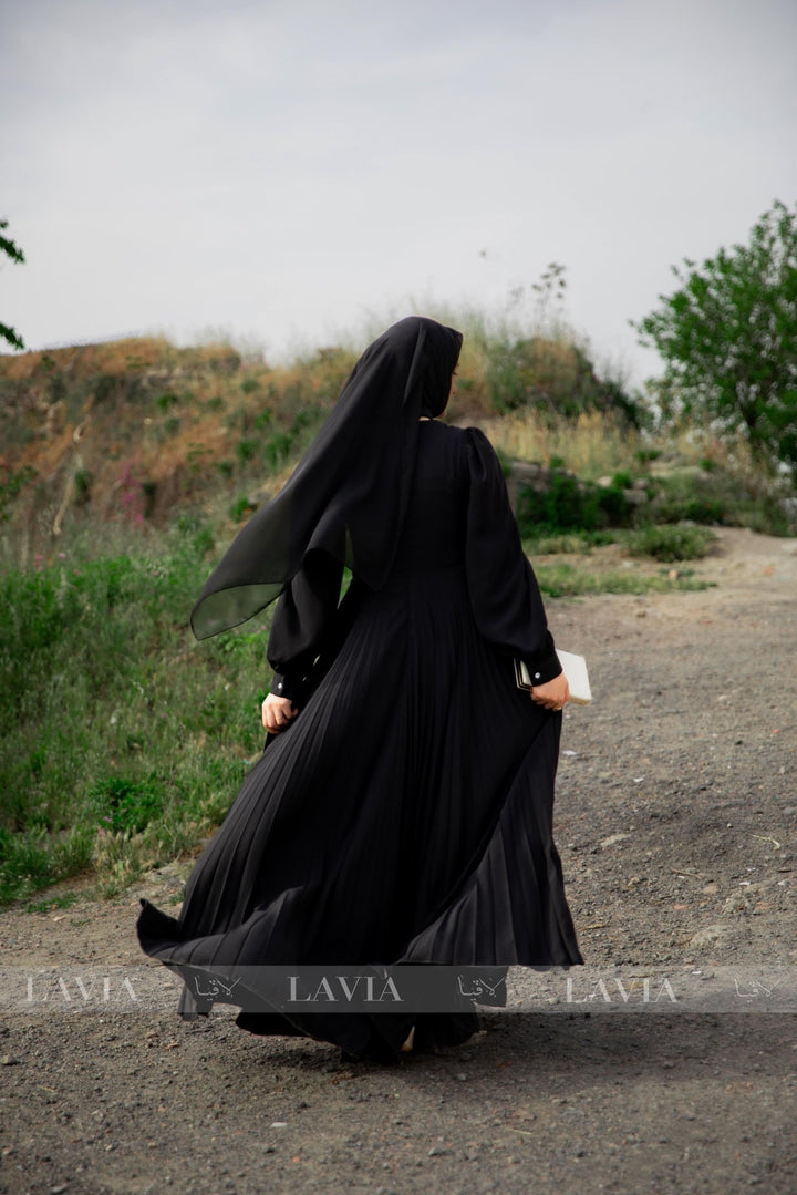 ✨ فستان مسلمة الحصري للمناسبات بدون الحزام لون اسود✨ (قصة واسعة، التفاصيل في الوصف ⬇️) - Lavia