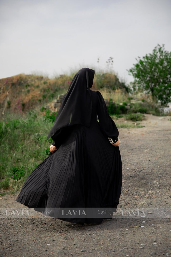 ✨ فستان مسلمة الحصري للمناسبات بدون الحزام لون اسود✨ (قصة واسعة، التفاصيل في الوصف ⬇️) - Lavia