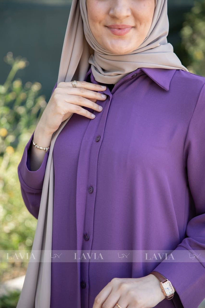 فستان نداء لون ليلكي – الأناقة العملية بتفصيلة ذكية - Lavia