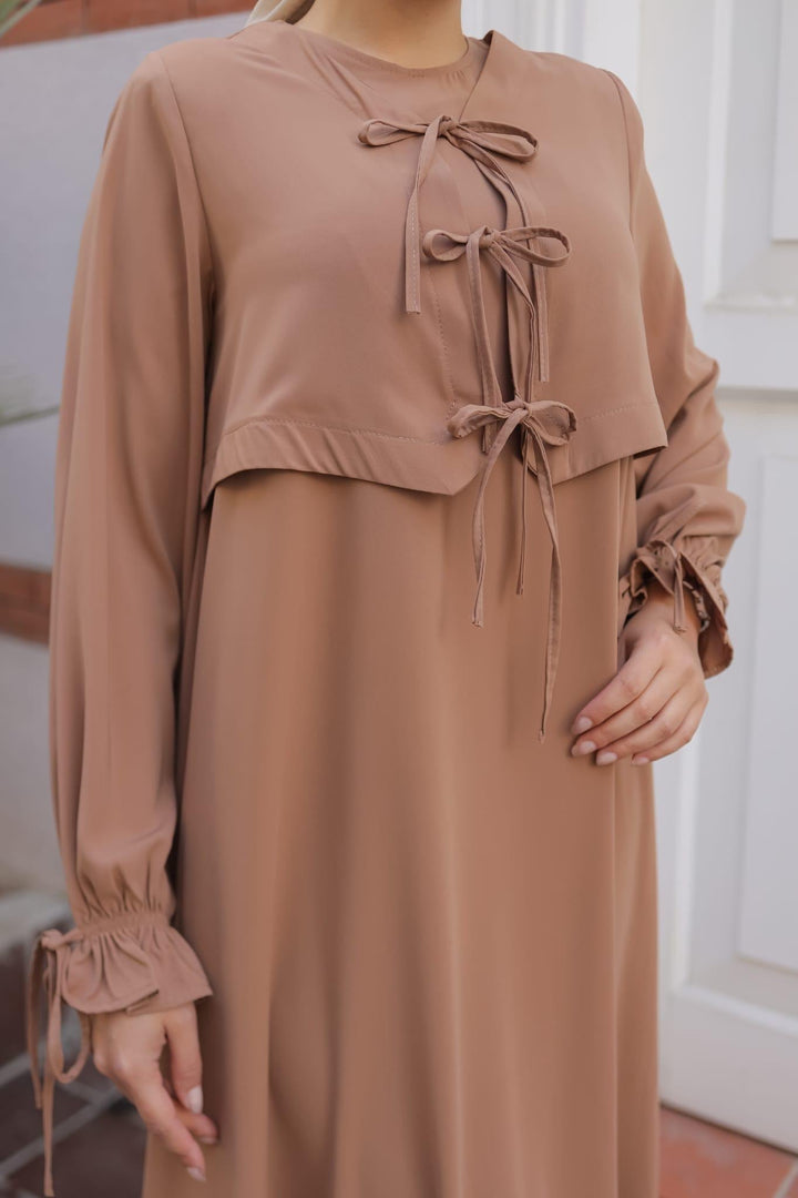 فستان ربى لون كامل - Lavia