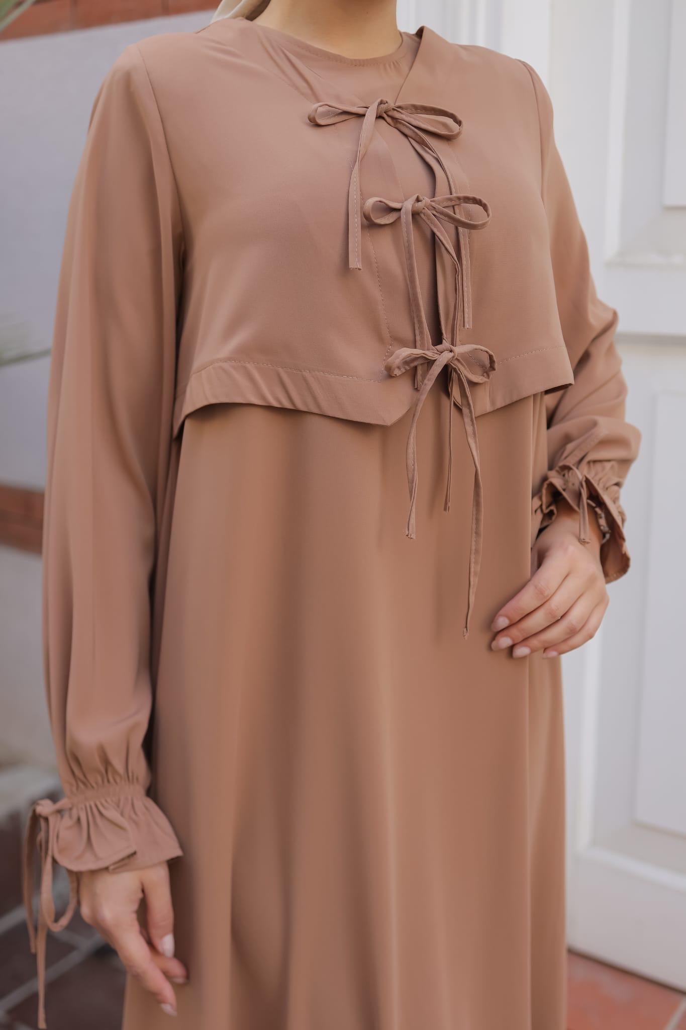فستان ربى لون كامل - Lavia