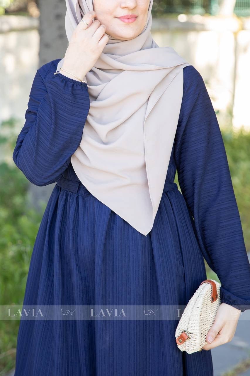 فستان شهد لون كحلي – أناقة وانسيابية بقماش Elisa - Lavia